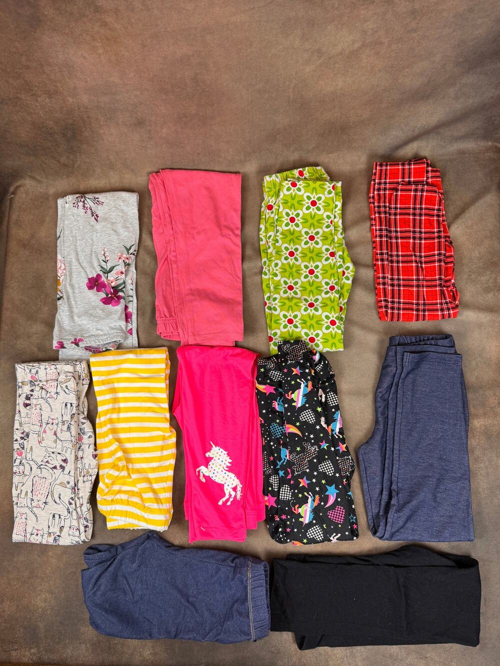 Girls Size 6 Pants & Leggings Lot 10 Pc Floral Unicorn Plaid #1049